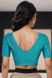 Blue Handcrafted Cotton Solid Blouse 10073225