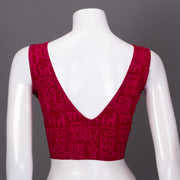 Red Kutchi Hand Block Printed Cotton Blouse 10073261