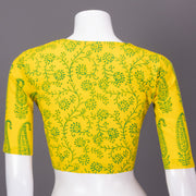 Yellow Kutchi Hand Block Printed Cotton Blouse 10073265