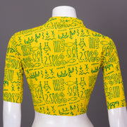 Yellow Kutchi Hand Block Printed Cotton Blouse 10073268