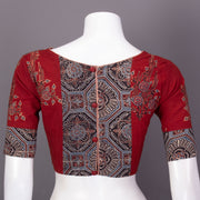Red Ajrakh Printed Cotton Blouse 10073377