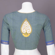 Green Aari Embroidered Mangalgiri Cotton Blouse 10077753