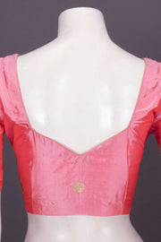 Peach Orange Banarasi Katan Silk Blouse 10073418