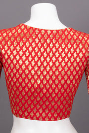 Red Banarasi Silk Blouse 10073454