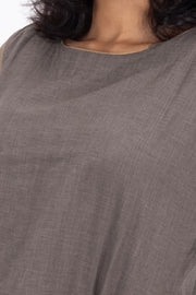 Grey Handcrafted Oxford Cotton Crop Top 10073975