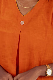 Orange Handcrafted Slub Cotton Crop Top 10073971