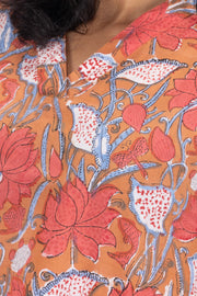 Orange Hand Block Printed Cotton Crop Top 10074297
