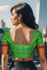 Green Gadwal Silk Blouse 10074435