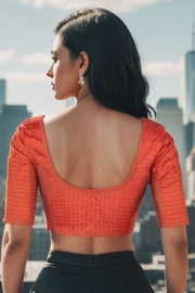 Orange Narayanpet Silk Blouse 10074446