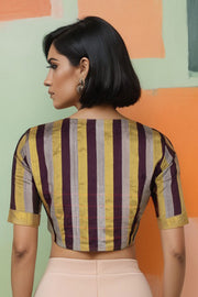 Brown Handcrafted Tussar Silk Blouse 10074508