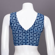 Blue Floral Motif Indigo Hand Block Print Cotton Blouse 10074568