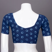 Blue Tribal Motif Indigo Hand Block Print Cotton Blouse 10074577