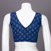 Blue Floral Motif Indigo Hand Block Print Cotton Blouse 10074578