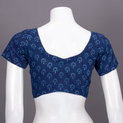 Blue Floral Motif Indigo Hand Block Print Cotton Blouse 10074579