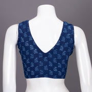 Blue Floral Motif Indigo Hand Block Print Cotton Blouse 10074580