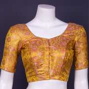 Yellow Banarasi Silk Blouse with Floral Motif 10076208