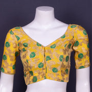Yellow Banarasi Organza Blouse with Floral Motif 10076215