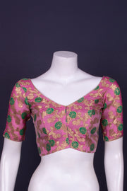 Pink Banarasi Organza Blouse with Floral Motif 10076216