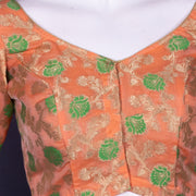 Orange Banarasi Organza Blouse with Floral Motif 10076218