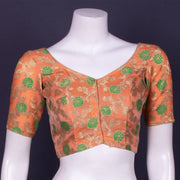 Orange Banarasi Organza Blouse with Floral Motif 10076218