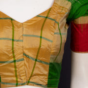  Honey Bronze Yellow Kanjivaram Soft Silk Blouse With Checks Designs  10076633