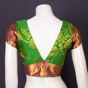 Nature Glow Green Kanjivaram Silk Blouse With Floral Motifs and Floral Border 10076637