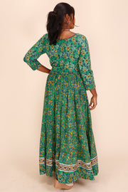 Green Hand Block Printed Chaniya Choli With Kota Doria Dupatta 