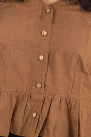 Brown Handcrafted Slub Cotton Crop Top 10073973
