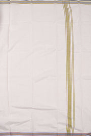 Dove White Kanchi Cotton 8 Mulam Dhoti With Stripes Border 10074114