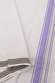 Dove White Kanchi Cotton 8 Mulam Dhoti With Stripes Border 10074114