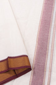 Tender White Kanchi Cotton 8 Mulam Dhoti With Gold Zari Border 10074115
