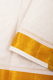 Paper White Kanchi Cotton 8 x 4 Dhoti With Gold Zari Border 10074117