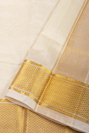 Golden Nude Kanjivaram Silk 9 x 5 Dhoti With Gold Zari Border 10076407