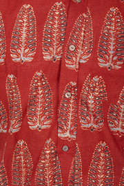 Maroon Half Sleeve Ajrakh Printed Cotton Mens Shirt 10071097