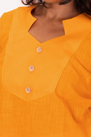 Yellow Handcrafted Slub Cotton Kurta 10073252