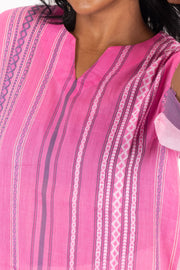 Pink Handcrafted Dhaniakhali Cotton Kurta 10073999