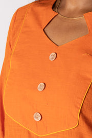 Orange Handcrafted Solid Style Cotton Kurta 10074329