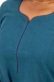 Blue Handcrafted Solid Style Cotton Kurta 10074331