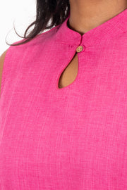 Pink Handcrafted Solid Style Oxford Cotton Kurta 10074336