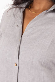 Grey Handcrafted Solid Style Oxford Cotton Kurta 10074337