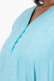 Blue Handcrafted Solid Style Oxford Cotton Kurta 10074339