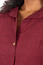 Maroon Handcrafted Solid Style Oxford Cotton Kurta 10074347