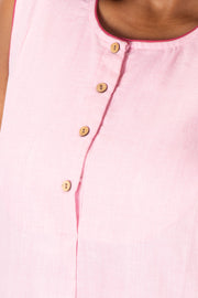 Pink Handcrafted Solid Style Oxford Cotton Kurta 10074348