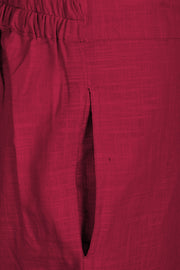 Red Solid Style Slub Cotton Pant 10075941