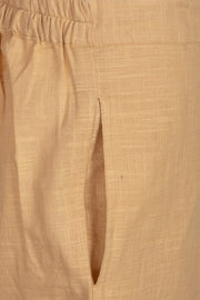 Beige Solid Style Slub Cotton Pant 10075942