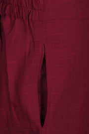 Maroon Solid Style Slub Cotton Pant 10075943