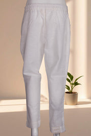 White Solid Style Slub Cotton Pant 10075944