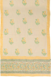 Cream 3-Piece Mulmul Cotton Salwar Suit Material With Kota Dupatta 10070089