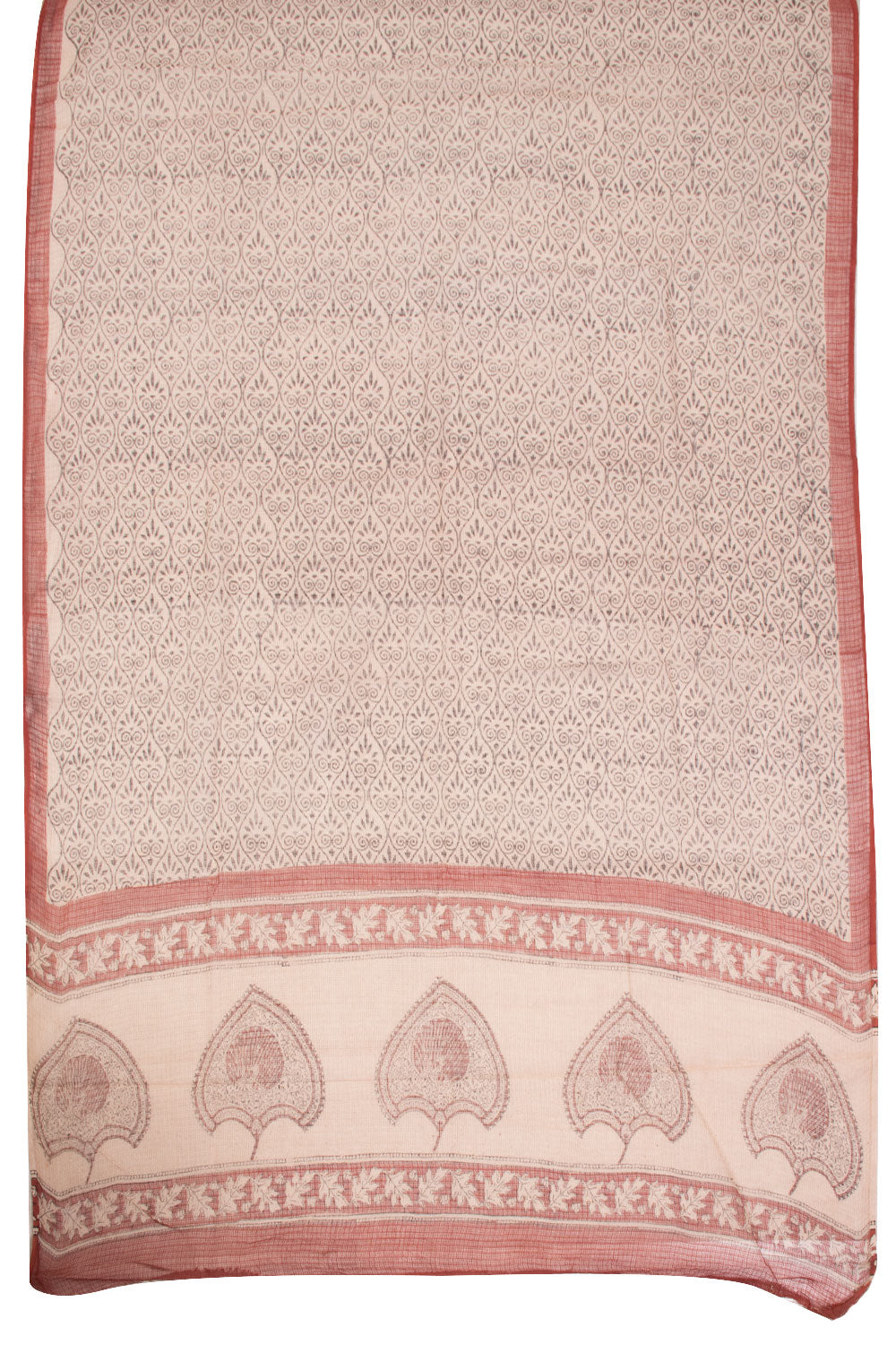 Brick Red 3-Piece Mulmul Cotton Salwar Suit Material With Kota Dupatta