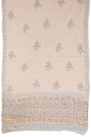 Cream 3-Piece Mulmul Cotton Salwar Suit Material With Kota Dupatta